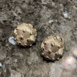 Vintage Nina Ricci Silver Textured Stud Earrings